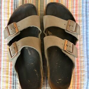 Men's Birkenstock Double-Buckle Casual Sandals in Taupe